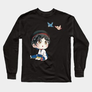 Surprised Neige LeBlanche Chibi with Birds Long Sleeve T-Shirt